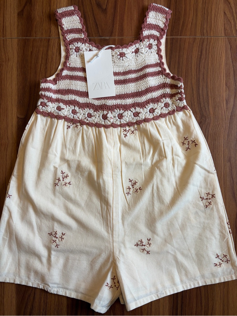 NWT Zara 6Y Crochet & Floral Embroidered Romper